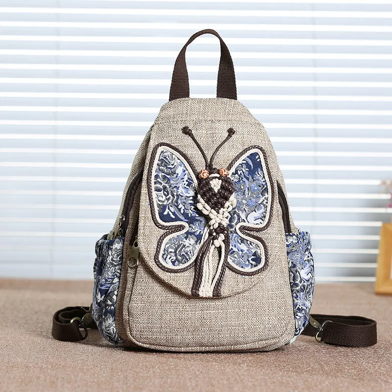 A Touch of Colorful Bag National Style Backpack Literary Style Travel Backpack
