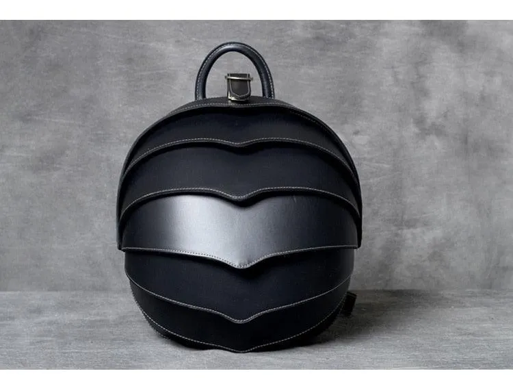 Accordian Beetle Backpack Vintage Genuine Leather Daypacks Unisex