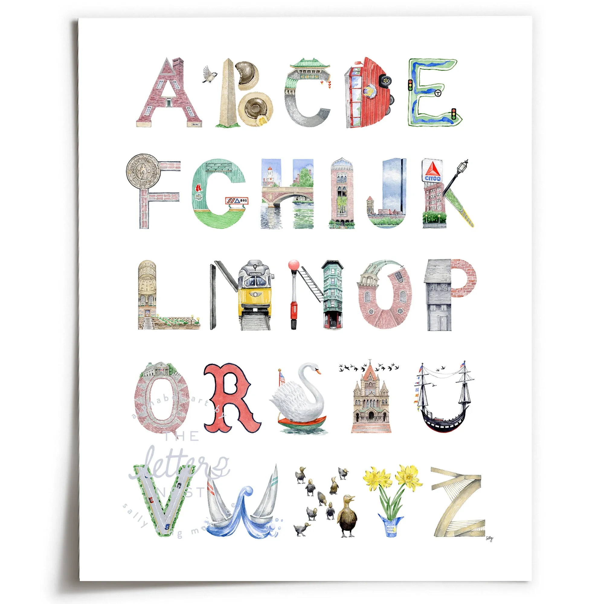 Boston Alphabet Print | Unframed