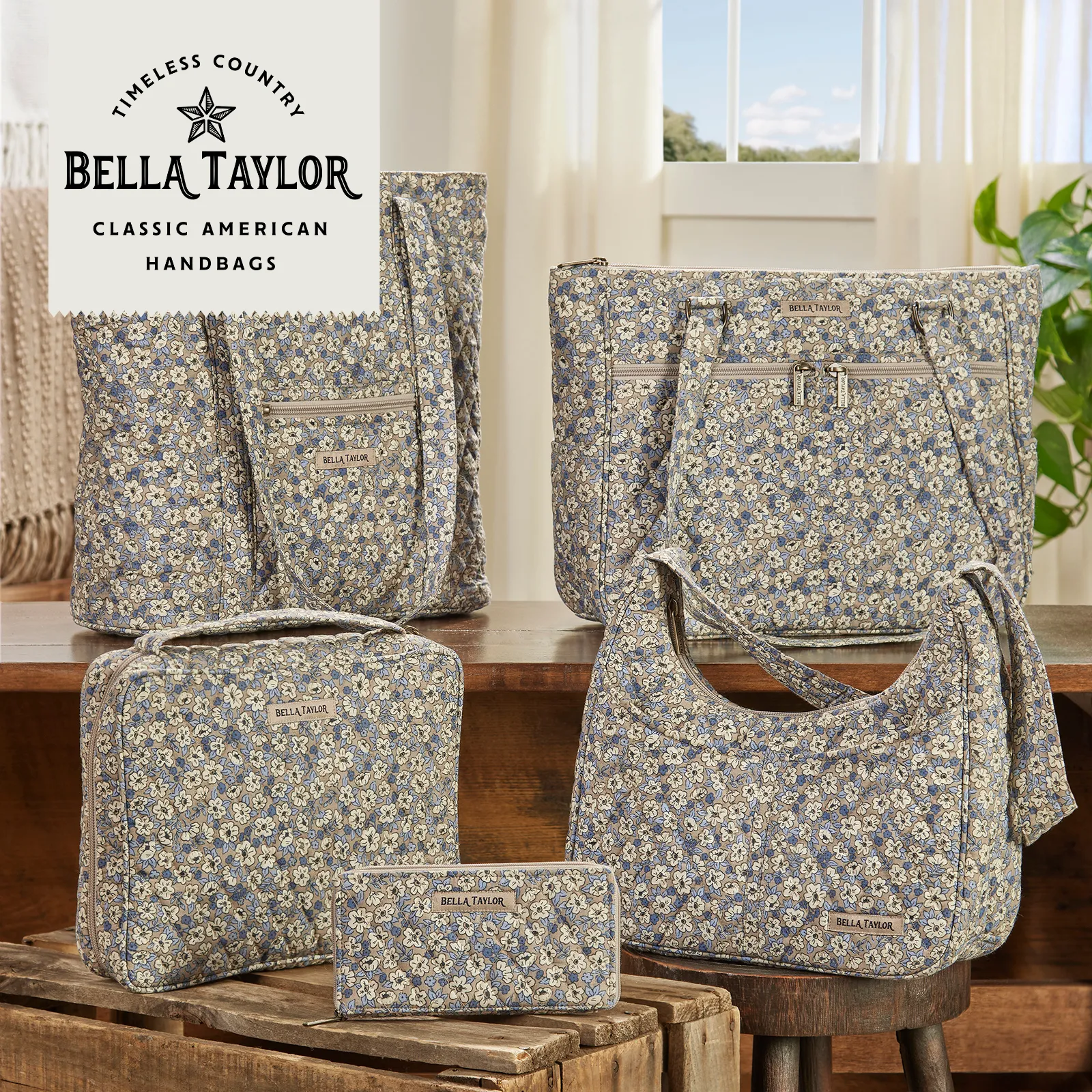 Khaki Floral Small Tote